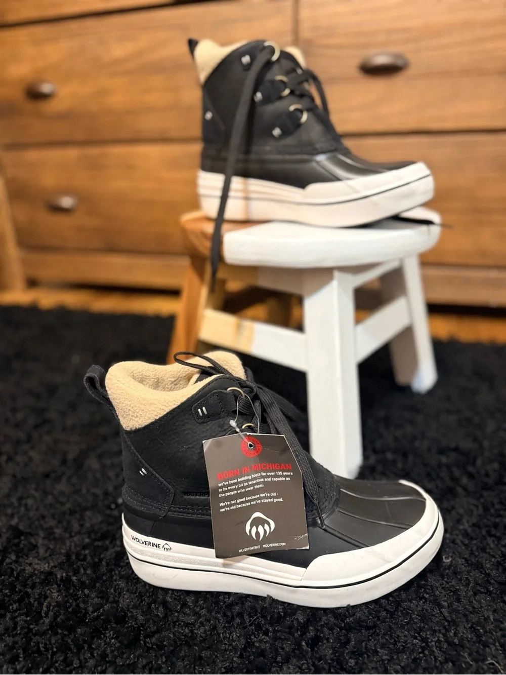 NWT Wolverine Torrent Black and White Lace-Up Waterproof insulated Winter Boots